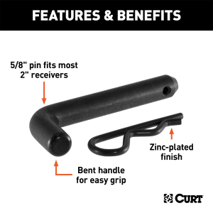 CURT - 5/8" Hitch Pin (2" Receiver, Black, Packaged) - Image 3