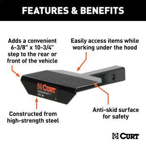 CURT - CURT 31001 10-3/4-Inch Non-Skid Trailer Hitch Step for 2-Inch Receiver - Image 2