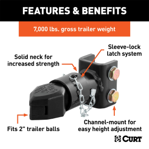 CURT - 2" Channel-Mount Coupler with Sleeve-Lock (7,000 lbs, Black) - Image 3