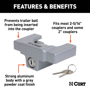 CURT - CURT | Trailer Coupler Lock; Fits Most 2-5/16" Couplers | 23081 - Image 2