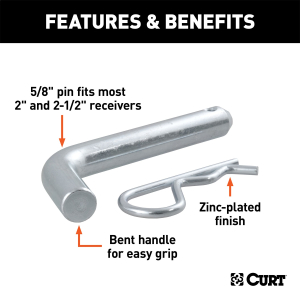 CURT - 5/8" Hitch Pin (2" or 2-1/2" Receiver, Zinc, Packaged) - Image 3