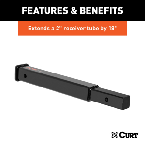 CURT - 18" Receiver Tube Extender (2" Shank, 3,500 lbs.) - Image 3