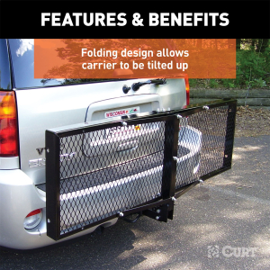 CURT - 60" x 20" Black Steel Tray Cargo Carrier (Folding 2" Shank, 500 lbs.) - Image 6