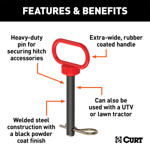 CURT - 5/8" Clevis Pin with Handle and Clip - Image 2