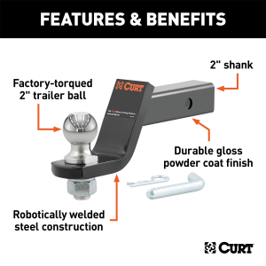 CURT - CURT 45056 Loaded Ball Mount with 2" Ball (2" Shank, 7,500 lbs., 4" Drop) - Image 2