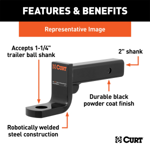 CURT - Class 4 Ball Mount (2" Shank, 12,000 lbs., 2" Drop, 9-3/8" Long) - Image 5