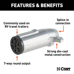 CURT - 7-Way Round Connector Plug (Trailer Side) - Image 2