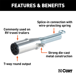 CURT - 7-Way Round Connector Plug with Spring (Trailer Side, Packaged) - Image 3