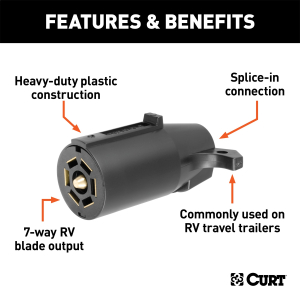 CURT - 7-Way RV Blade Connector Plug (Trailer Side, Black Plastic) - Image 2