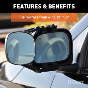 CURT - CURT 20002 5 x 7-1/2-Inch Universal Strap-On Adjustable Extendable Towing Mirror - Image 5