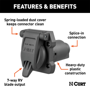 CURT - CURT 58155 Heavy-Duty 7-Way RV Blade Connector Socket (Vehicle Side) - Image 2