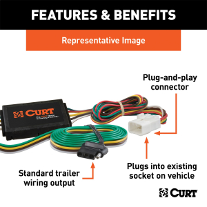 CURT - CURT 55336 Custom Wiring Connector, 4-Way Flat Output, Select Honda, Acura Vehicles - Image 3