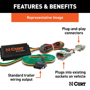 CURT - CURT 56319 Custom Wiring Harness, 4-Way Flat Output, Select Chevrolet Cruze - Image 3