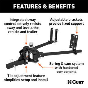 CURT - CURT 17500 TruTrack 4P Weight Distribution Hitch with 4x Sway Control, 8-10K - Image 3