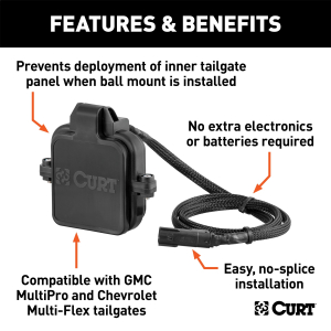 CURT - CURT 58266 Protective GMC MultiPro, Chevy Multi-Flex Tailgate Sensor for Towing Accessories, 2-1/2-Inch Receiver Hitch Cap - Image 2