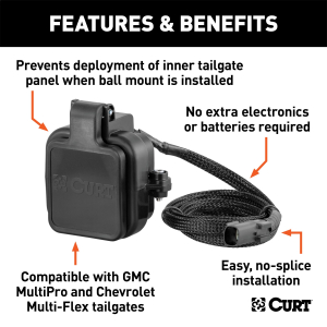 CURT - CURT 58265 Protective GMC MultiPro, Chevy Multi-Flex Tailgate Sensor for Towing Accessories, 2-Inch Receiver Hitch Cap - Image 2