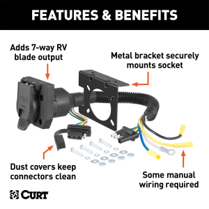 CURT - CURT | Dual-Output Electrical Adapter; Adds 7-Way RV Blade to 4-Way Flat | 57672 - Image 2