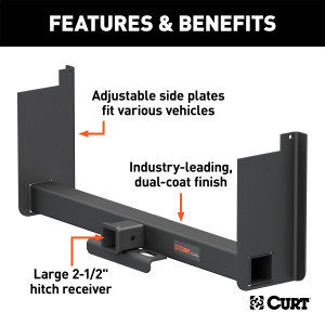 CURT - CURT 15924 Class 5 Weld-On Hitch, 2-1/2-Inch Receiver, 44-In Frames, 18" Drop - Image 2