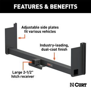 CURT - CURT 15926 Class 5 Weld-On Hitch, 2-1/2-Inch Receiver, 62-In Frames, 18" Drop - Image 2