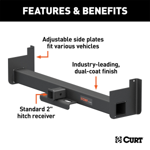 CURT - CURT 15927 Class 5 Weld-On Hitch, 2-Inch Receiver, Up to 16,000 lbs, 44-In Frames, 9" Drop - Image 2