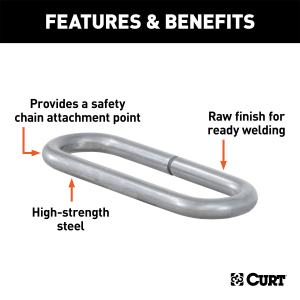 CURT - CURT 49950 Raw Steel Weld-On Safety Chain Loop (10,000 lbs. Capacity) - Image 2