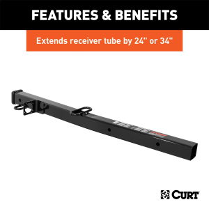 CURT - CURT 45048 Receiver Tube Adapter (2-1/2" to 2" Shank, 4,500 lbs. GTW, 34" Length) - Image 3