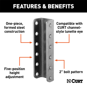 CURT - Adjustable Coupler Channel (3" I.D., 11-3/4" High) - Image 2