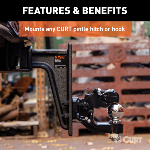 CURT - CURT | Adjustable Pintle Mount; 2-1/2" Shank; 20,000lbs; 12-1/2" High; 10-3/4" | 48349 - Image 3
