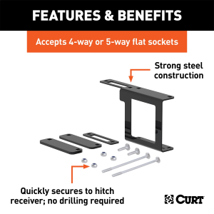 CURT - CURT 58001 Easy-Mount Vehicle Trailer Wiring Connector Mounting Bracket for 2-Inch Receiver, 4 or 5-Way Flat - Image 2